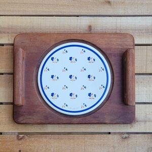 Vintage Goodwood Genuine Teak Floral Trivet, Serving Tray/Board Made In Thailand